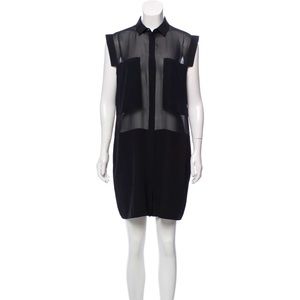 T BY ALEXANDER WANG Rare Black Silk Sleeveless Sheer Tuxedo-Style Romper Size: L
